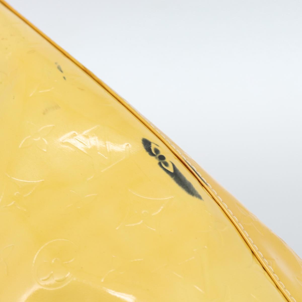 LOUIS VUITTON Monogram Vernis Houston Hand Bag Lime Yellow M91055 LV Auth 184778