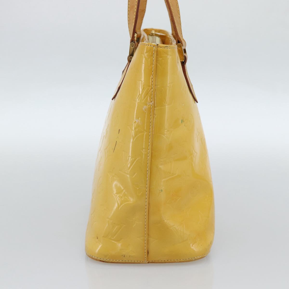 LOUIS VUITTON Monogram Vernis Houston Hand Bag Lime Yellow M91055 LV Auth 184778