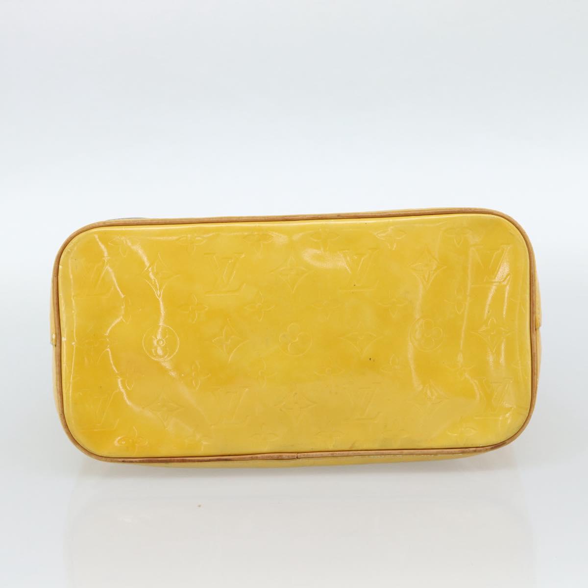 LOUIS VUITTON Monogram Vernis Houston Hand Bag Lime Yellow M91055 LV Auth 184778