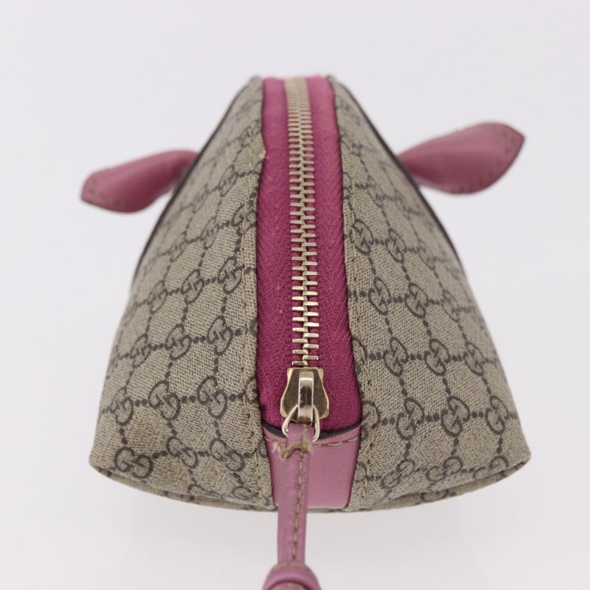 GUCCI GG Supreme Pig Pouch PVC Leather Beige 256866 Auth 184782M