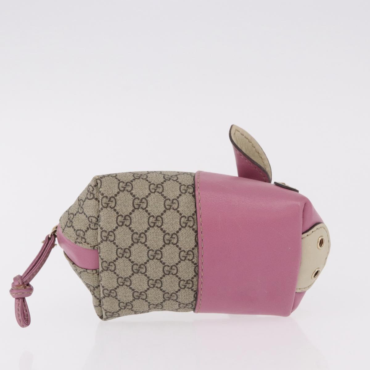 GUCCI GG Supreme Pig Pouch PVC Leather Beige 256866 Auth 184782M