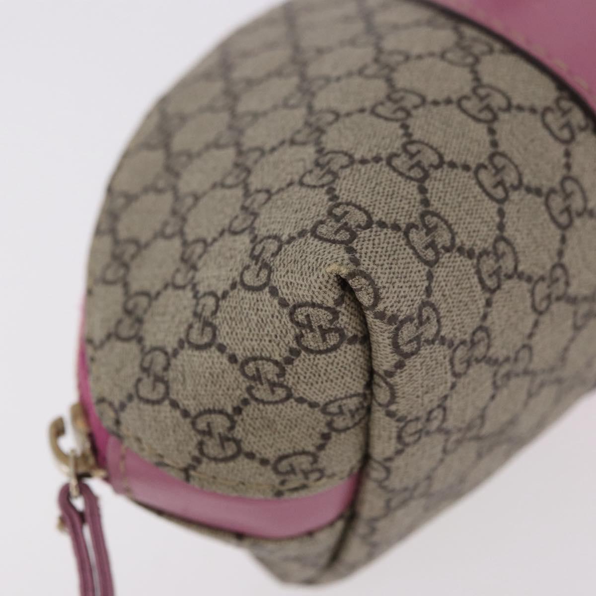 GUCCI GG Supreme Pig Pouch PVC Leather Beige 256866 Auth 184782M