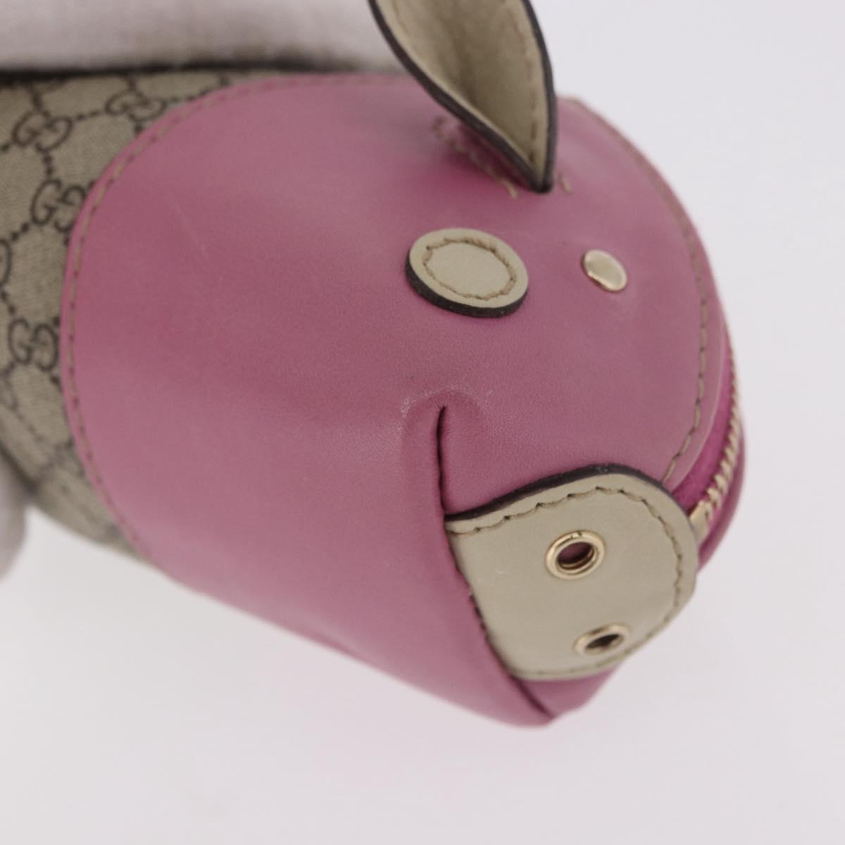 GUCCI GG Supreme Pig Pouch PVC Leather Beige 256866 Auth 184782M