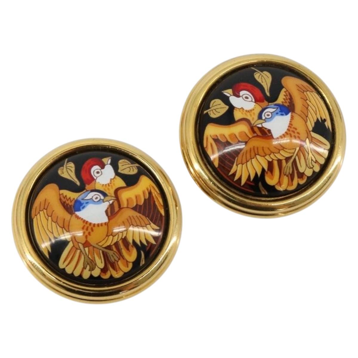HERMES Emile Earring metal Gold Tone Auth 184783V