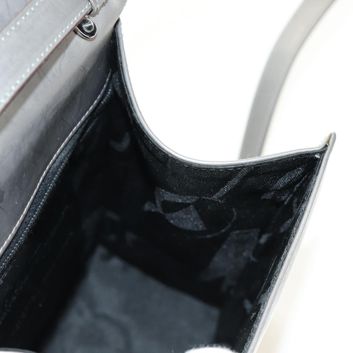 Salvatore Ferragamo Gancini Hand Bag Patent leather 2way Silver Auth 184795V