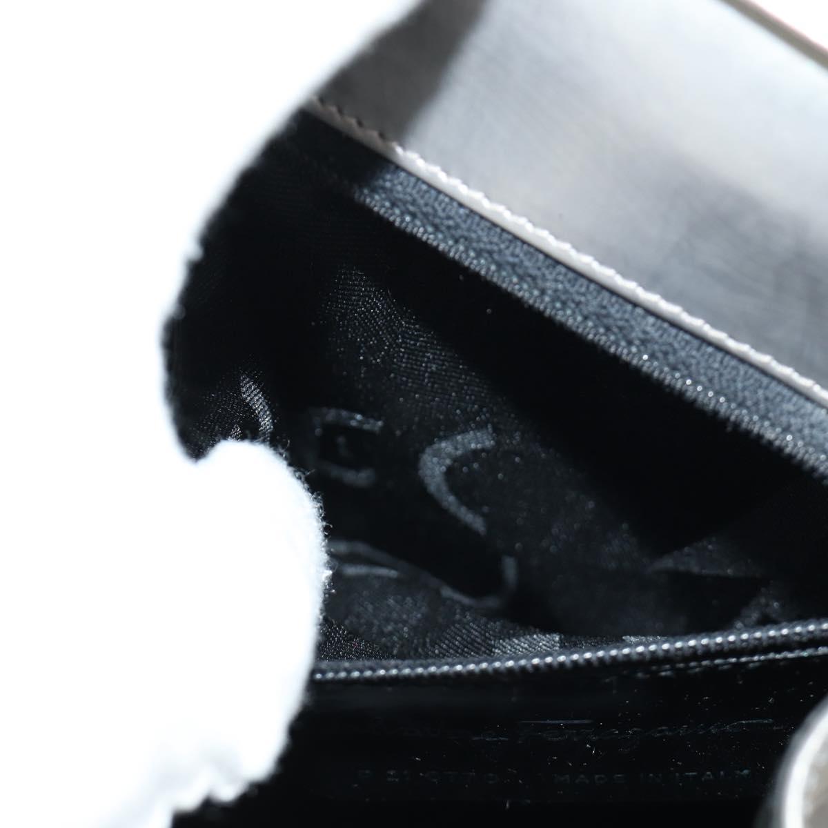 Salvatore Ferragamo Gancini Hand Bag Patent leather 2way Silver Auth 184795V