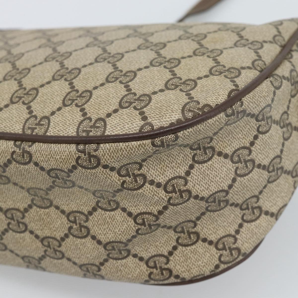 GUCCI GG Supreme Web Sherry Line Bag PVC Beige Gold 89 02 032 Auth 184796