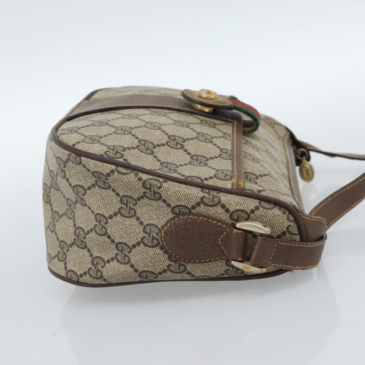 GUCCI GG Supreme Web Sherry Line Bag PVC Beige Gold 89 02 032 Auth 184796