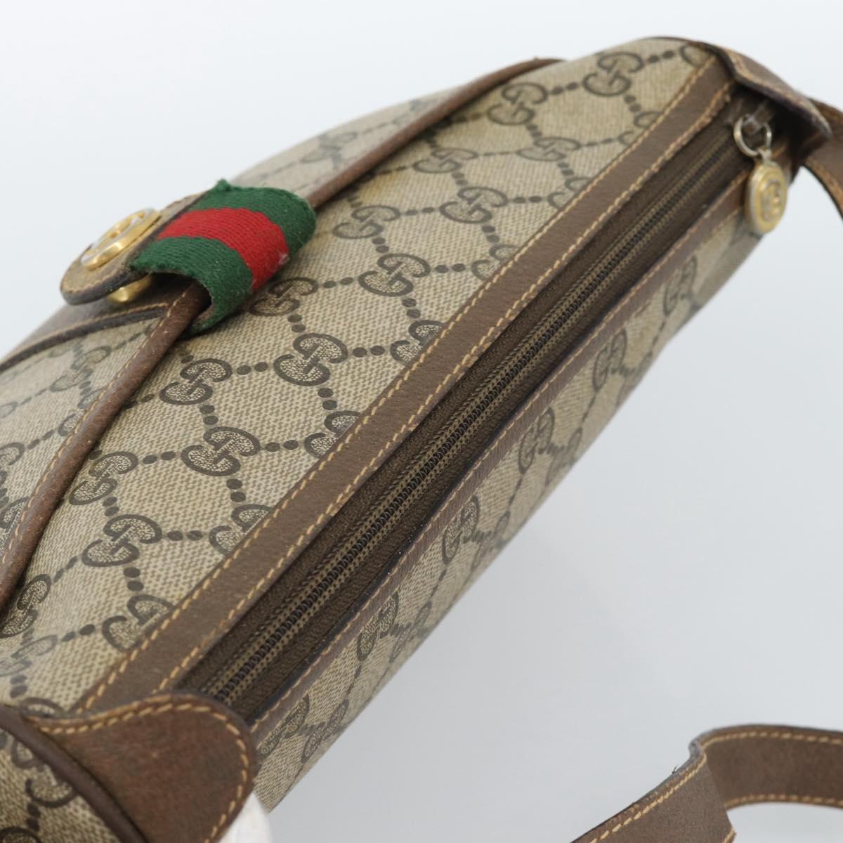 GUCCI GG Supreme Web Sherry Line Bag PVC Beige Gold 89 02 032 Auth 184796