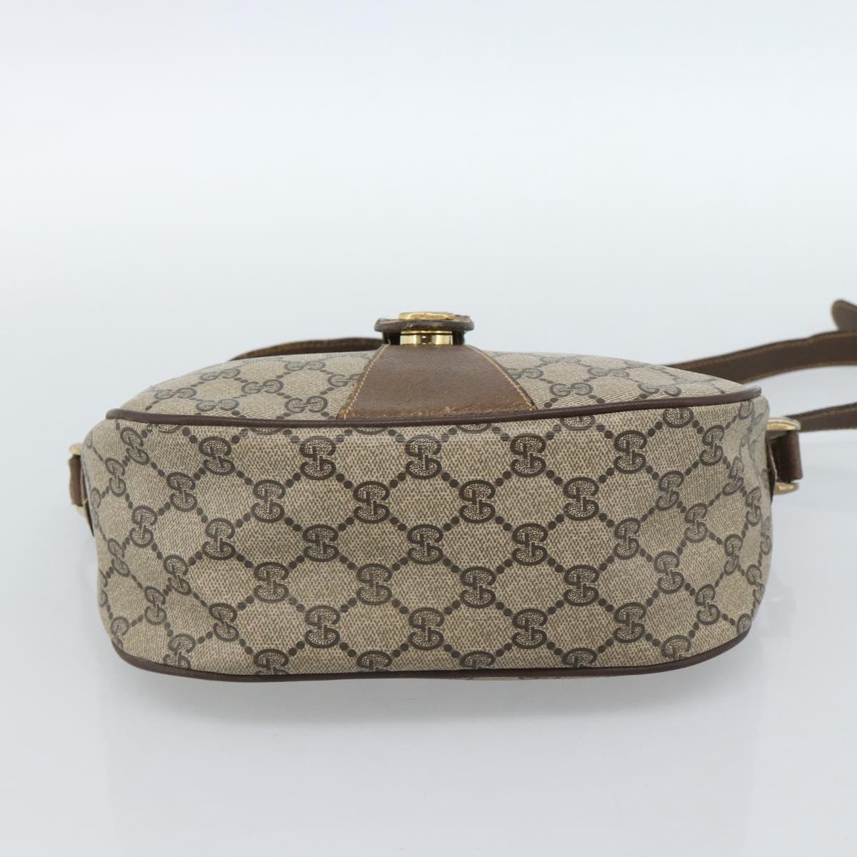GUCCI GG Supreme Web Sherry Line Bag PVC Beige Gold 89 02 032 Auth 184796