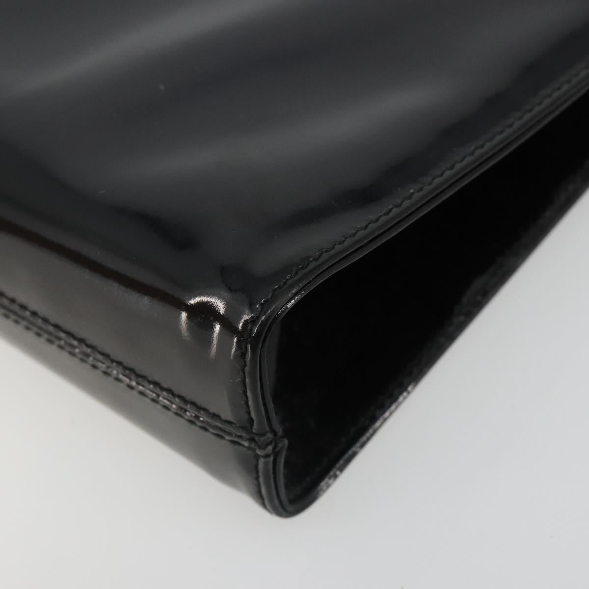 Salvatore Ferragamo Gancini Chain Bag Patent leather Black Gold Auth 184797