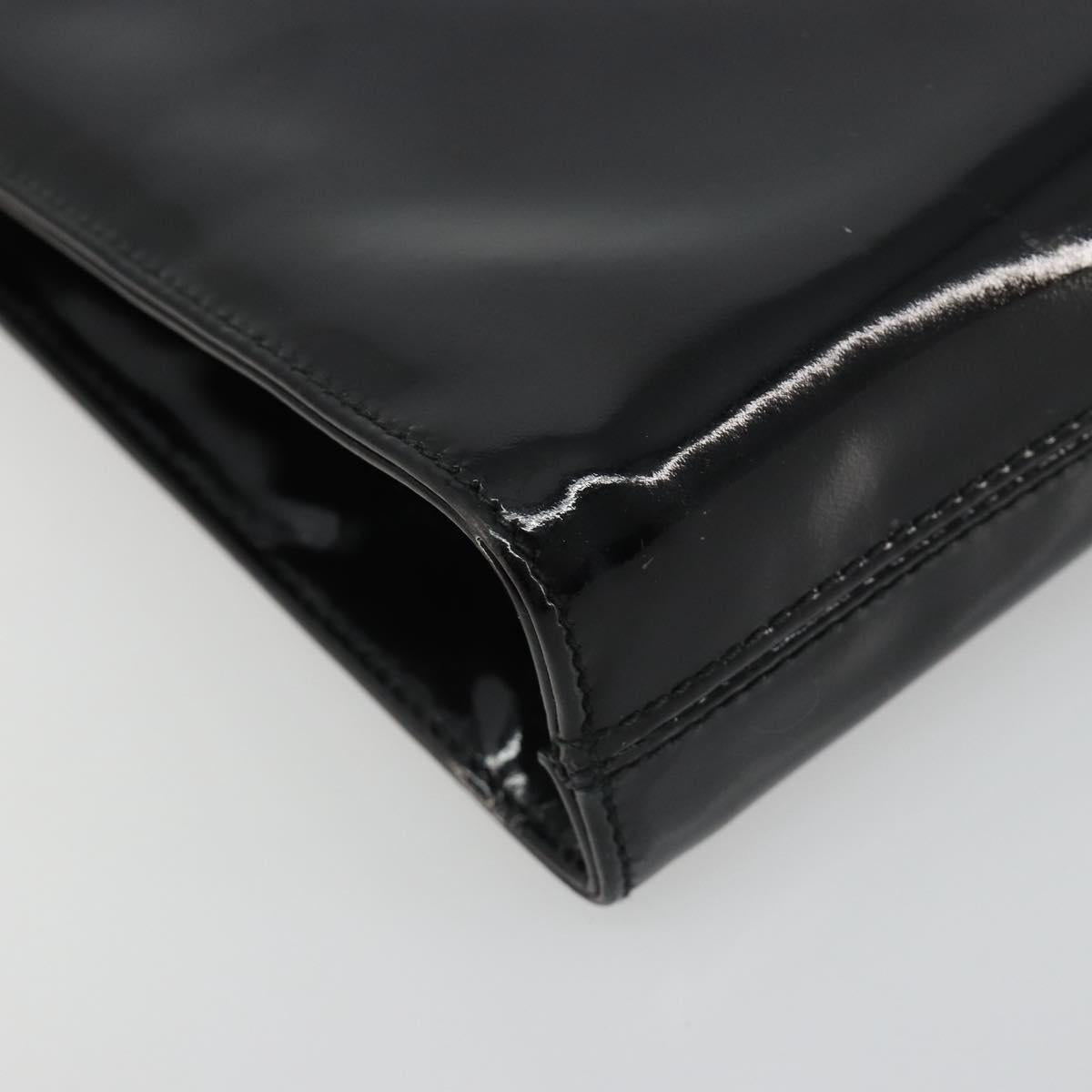 Salvatore Ferragamo Gancini Chain Bag Patent leather Black Gold Auth 184797
