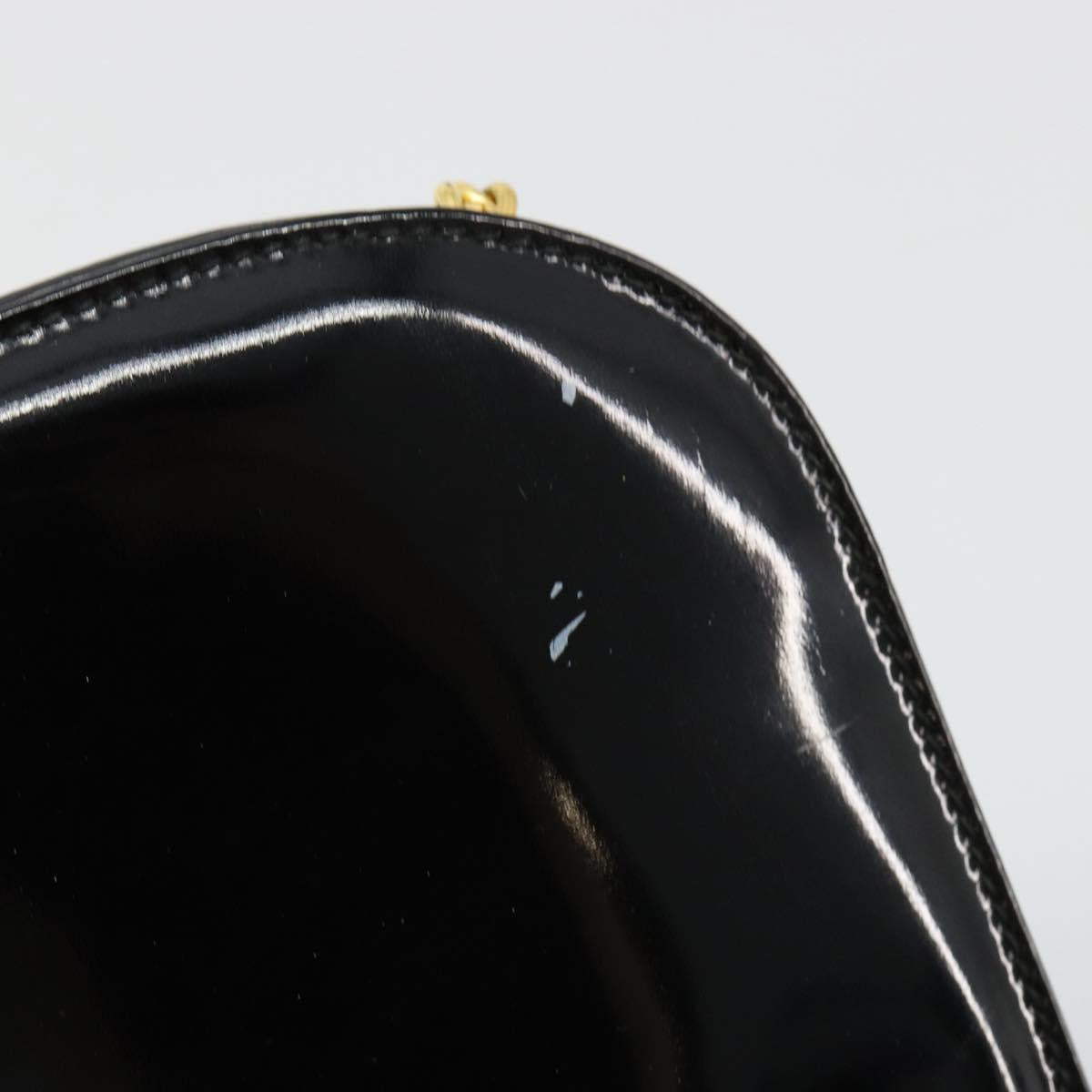 Salvatore Ferragamo Gancini Chain Bag Patent leather Black Gold Auth 184797