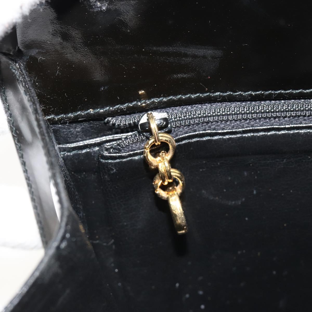 Salvatore Ferragamo Gancini Chain Bag Patent leather Black Gold Auth 184797