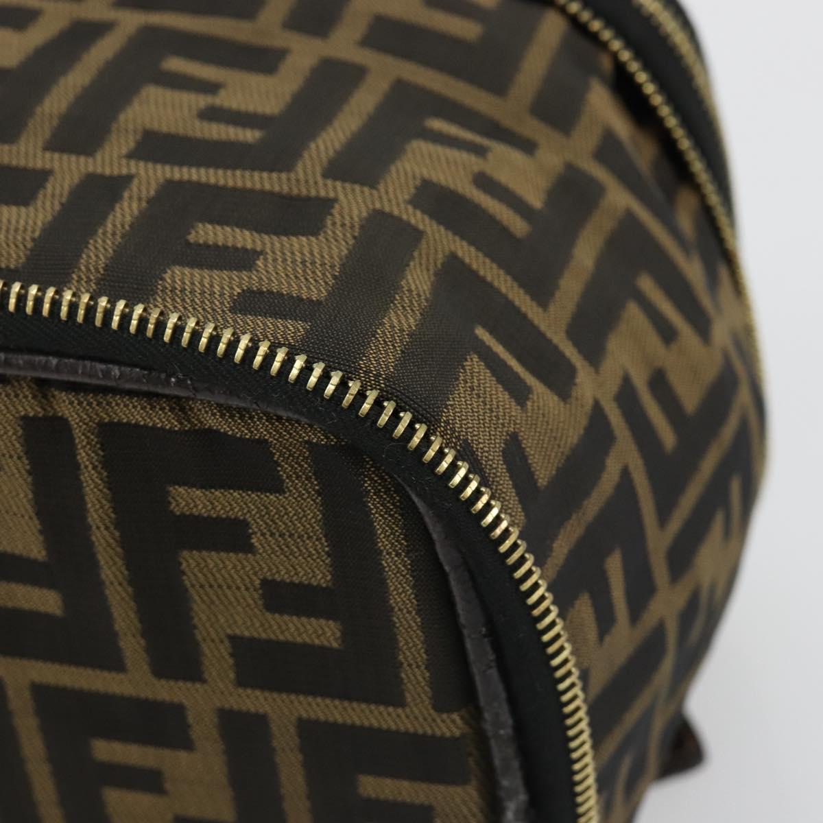 FENDI Zucca Canvas Vanity Pouch Black Brown Auth 184799