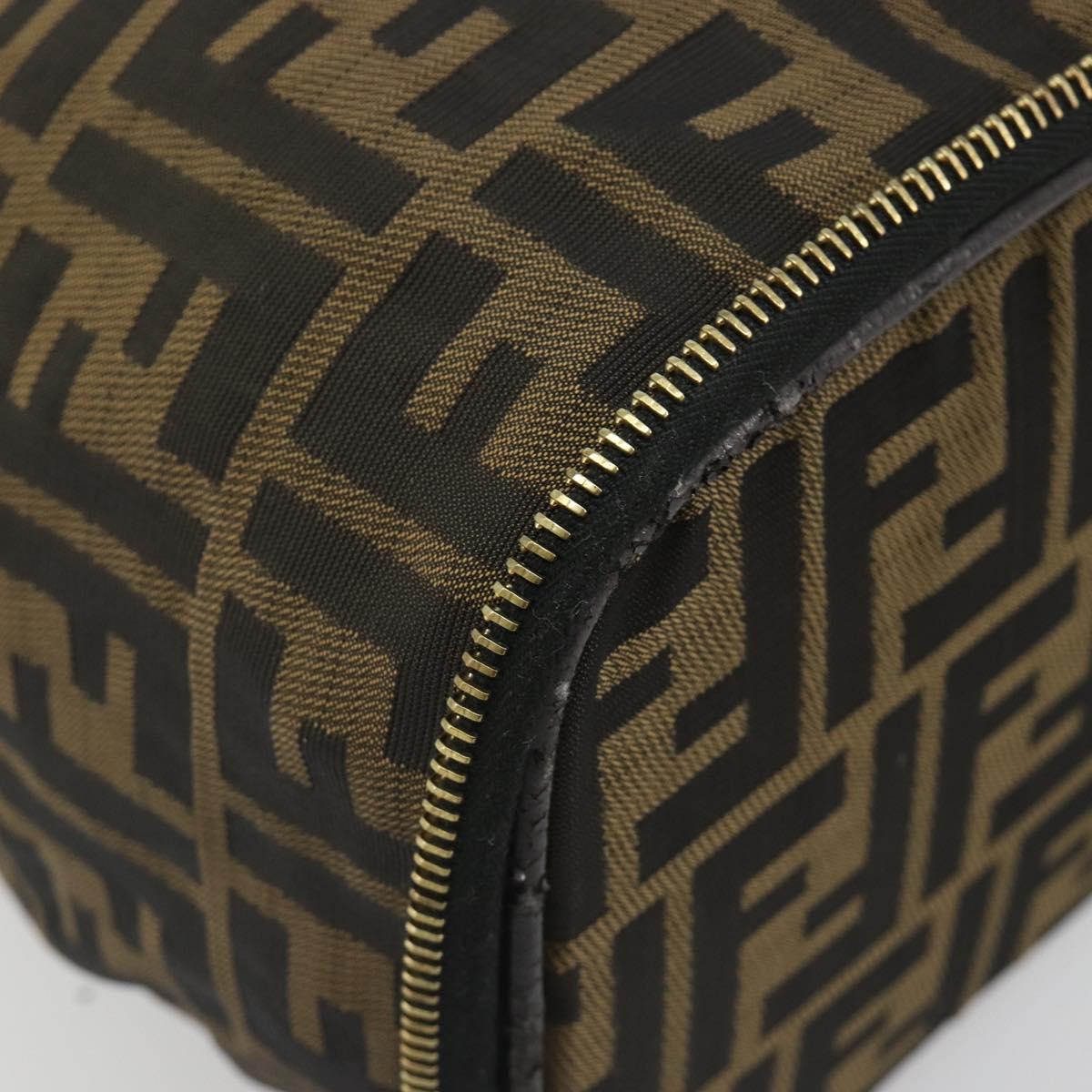 FENDI Zucca Canvas Vanity Pouch Black Brown Auth 184799