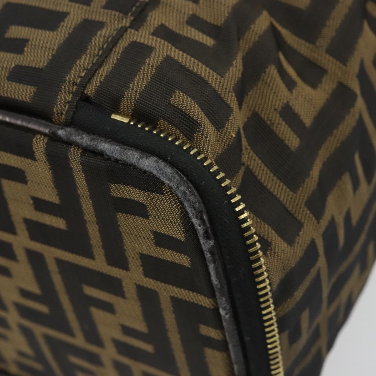 FENDI Zucca Canvas Vanity Pouch Black Brown Auth 184799