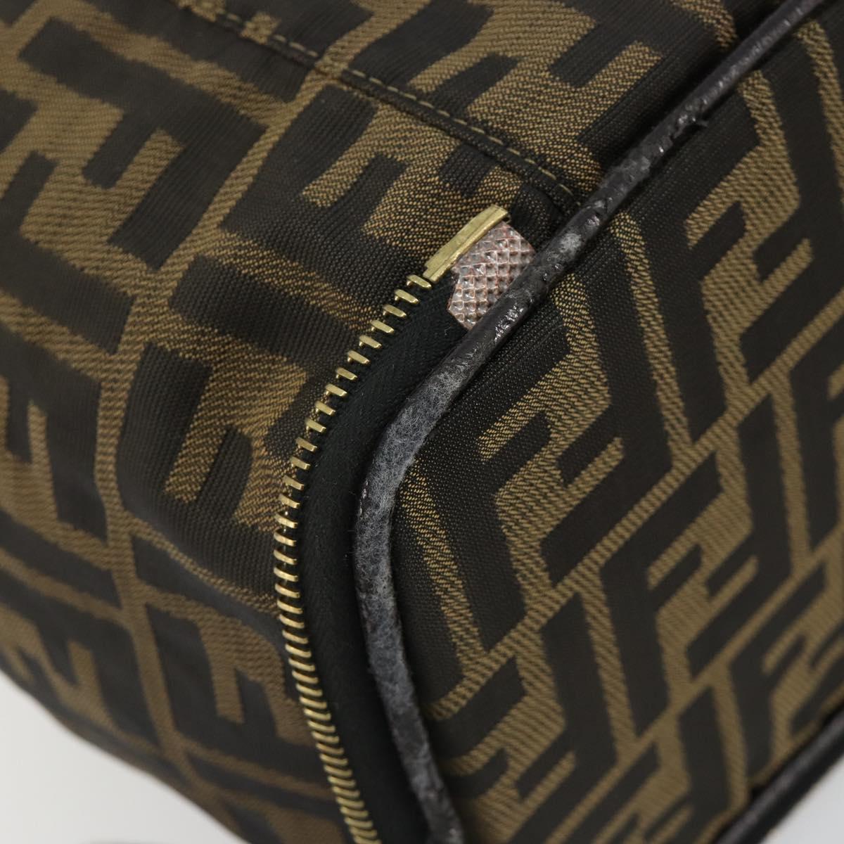 FENDI Zucca Canvas Vanity Pouch Black Brown Auth 184799