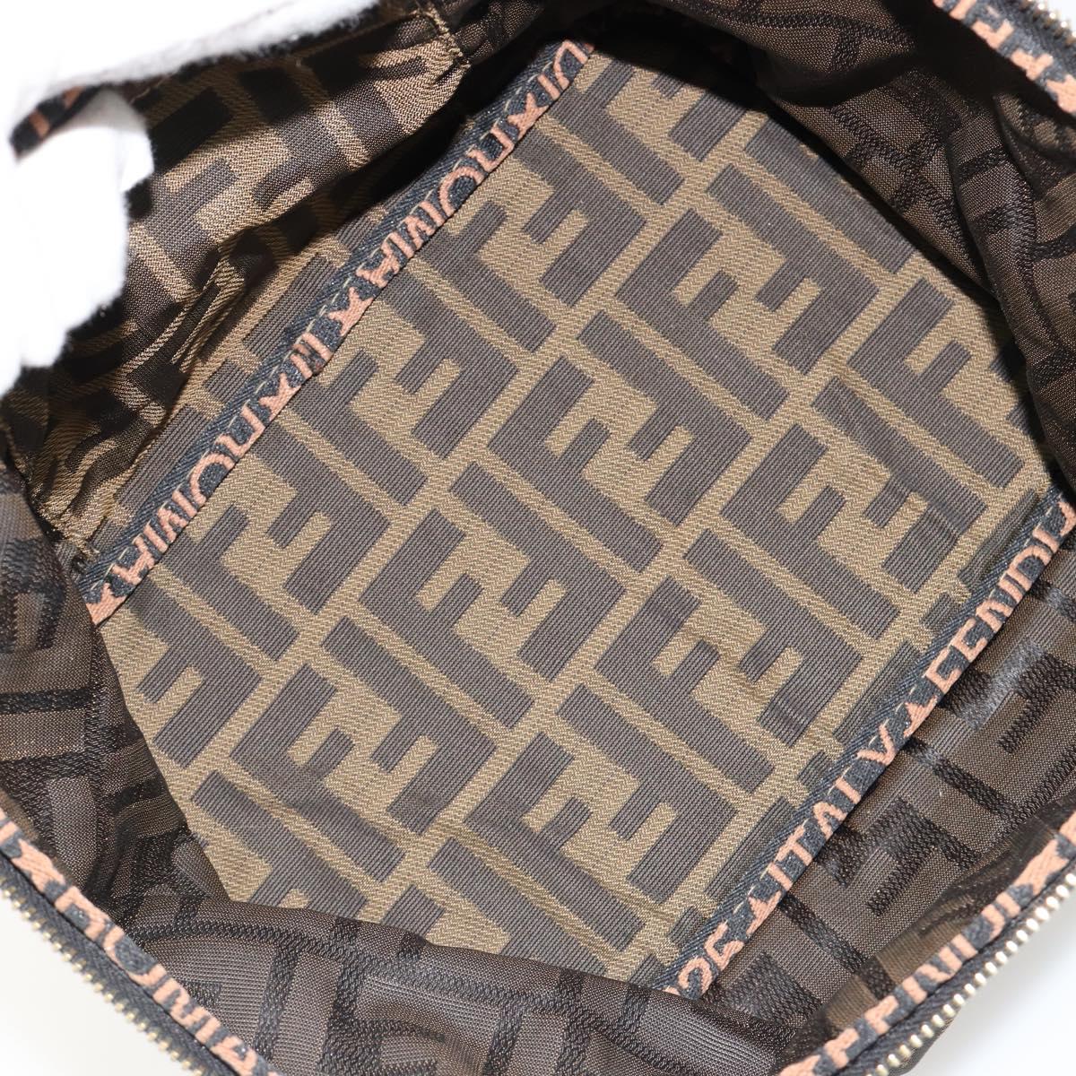 FENDI Zucca Canvas Vanity Pouch Black Brown Auth 184799