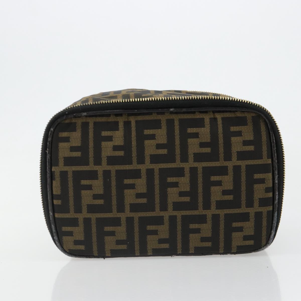 FENDI Zucca Canvas Vanity Pouch Black Brown Auth 184799