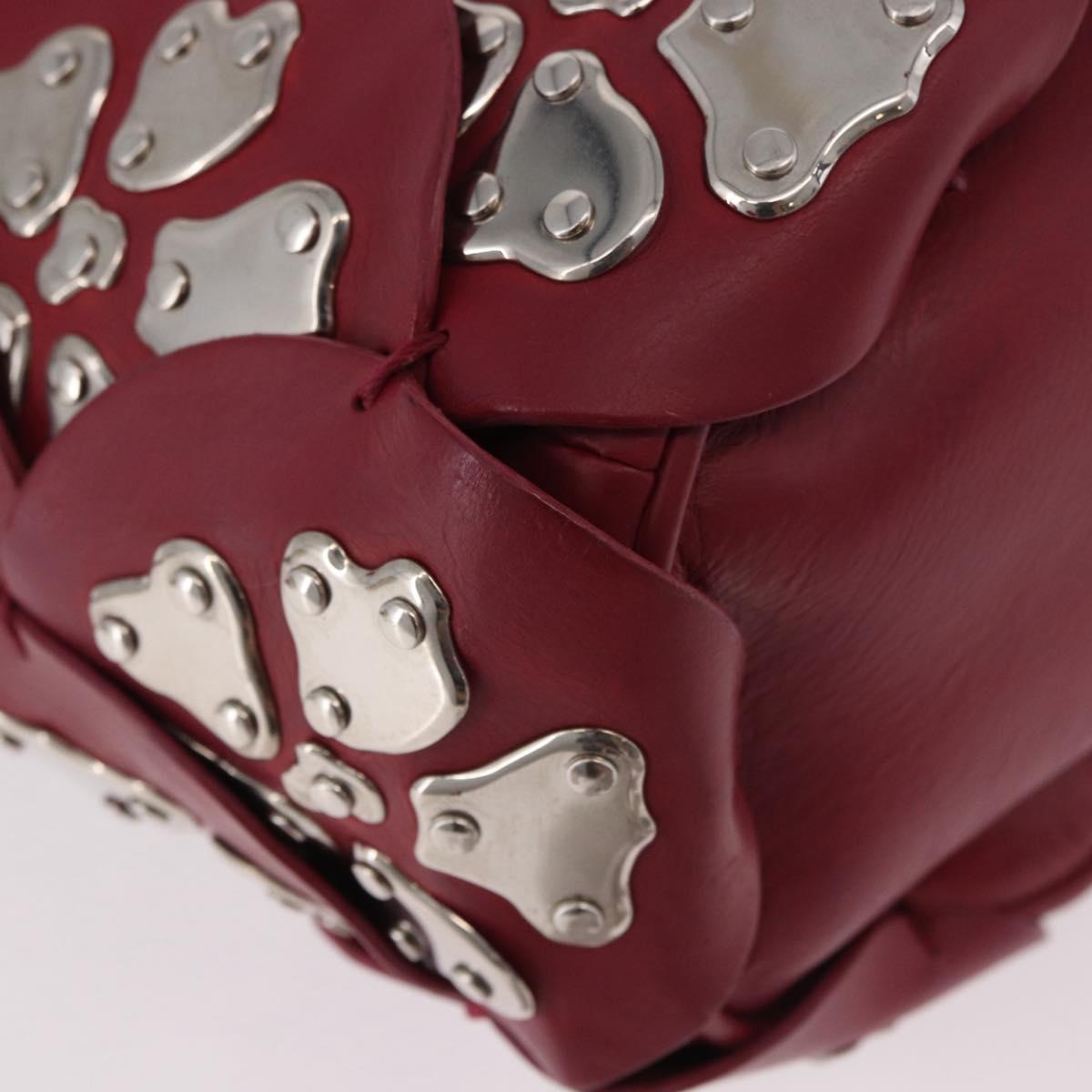 Chloe Chain Shoulder Bag Leather Wine Red Silver Auth 184801M