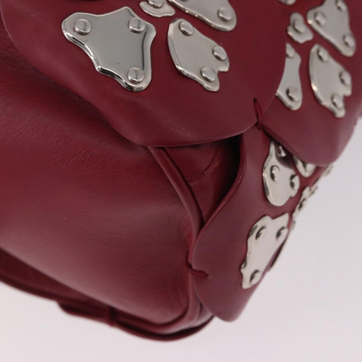 Chloe Chain Shoulder Bag Leather Wine Red Silver Auth 184801M