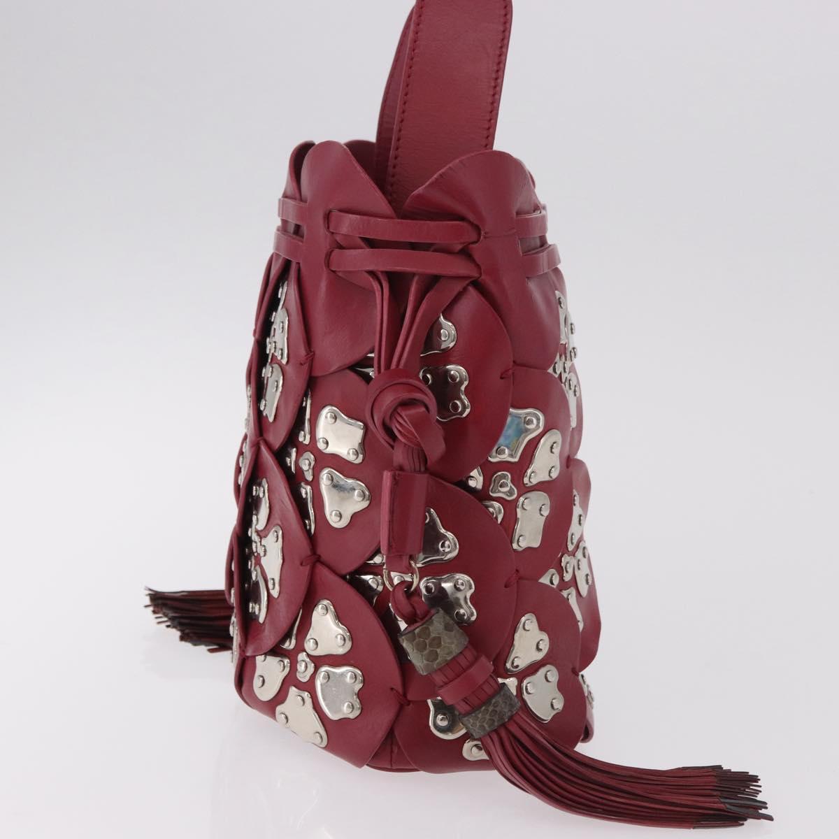 Chloe Chain Shoulder Bag Leather Wine Red Silver Auth 184801M