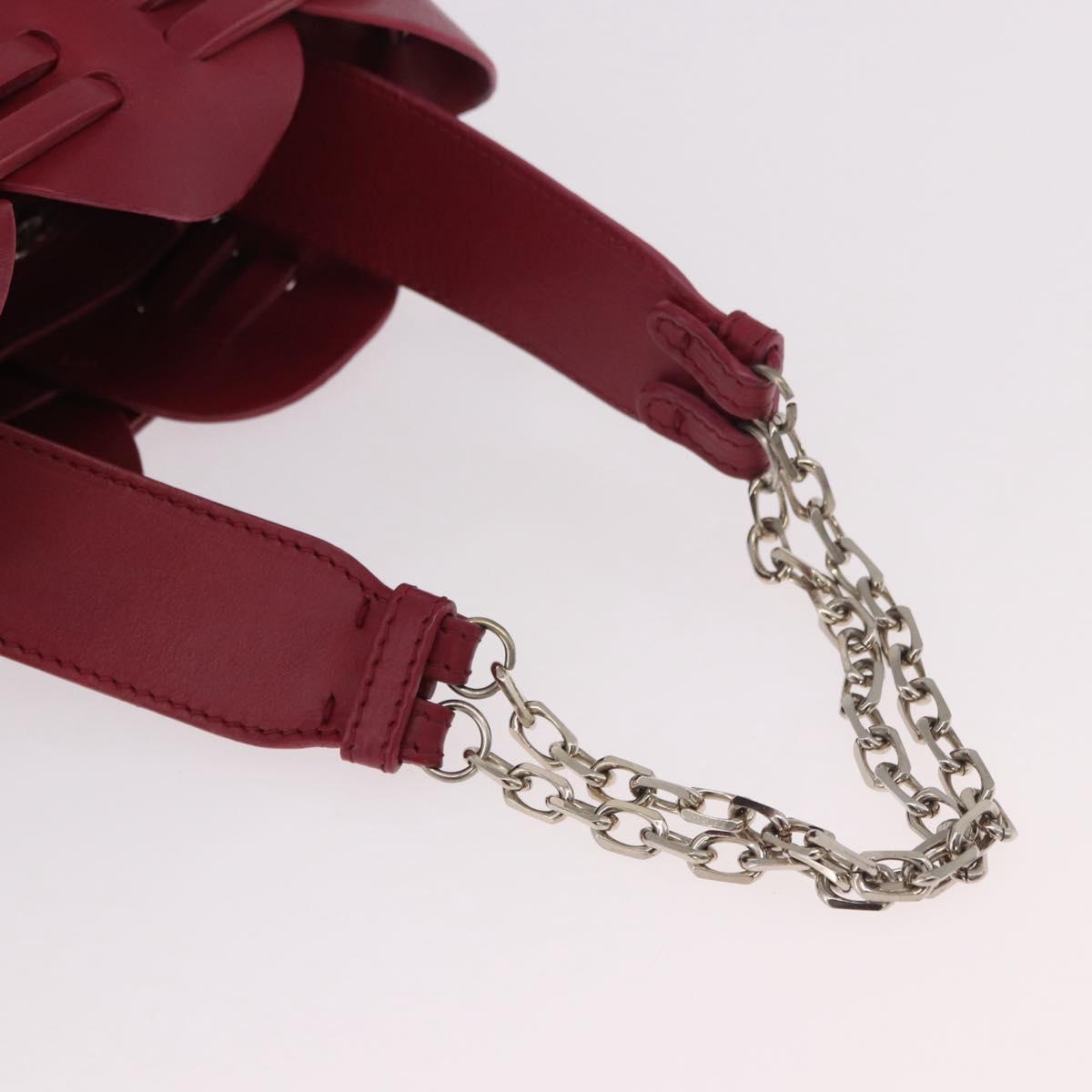 Chloe Chain Shoulder Bag Leather Wine Red Silver Auth 184801M