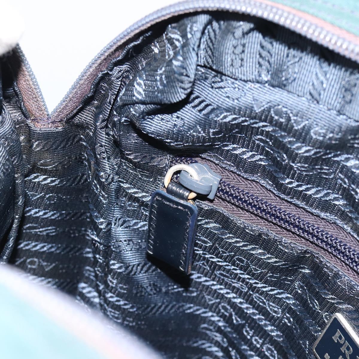 PRADA Shoulder Bag Nylon Blue Silver Auth 184803