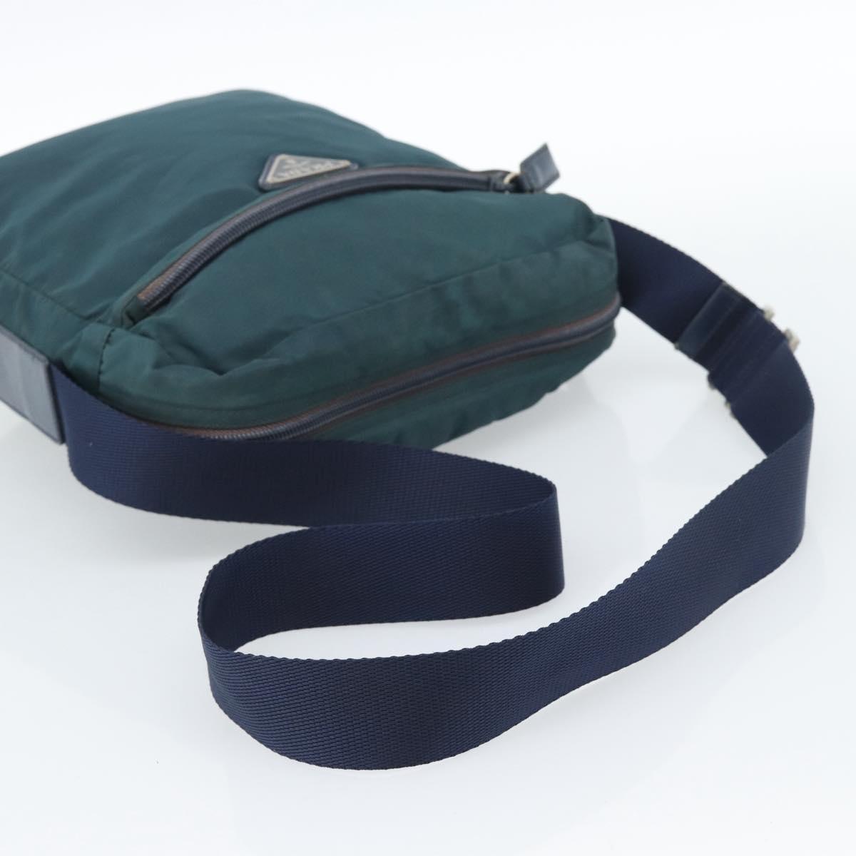 PRADA Shoulder Bag Nylon Blue Silver Auth 184803