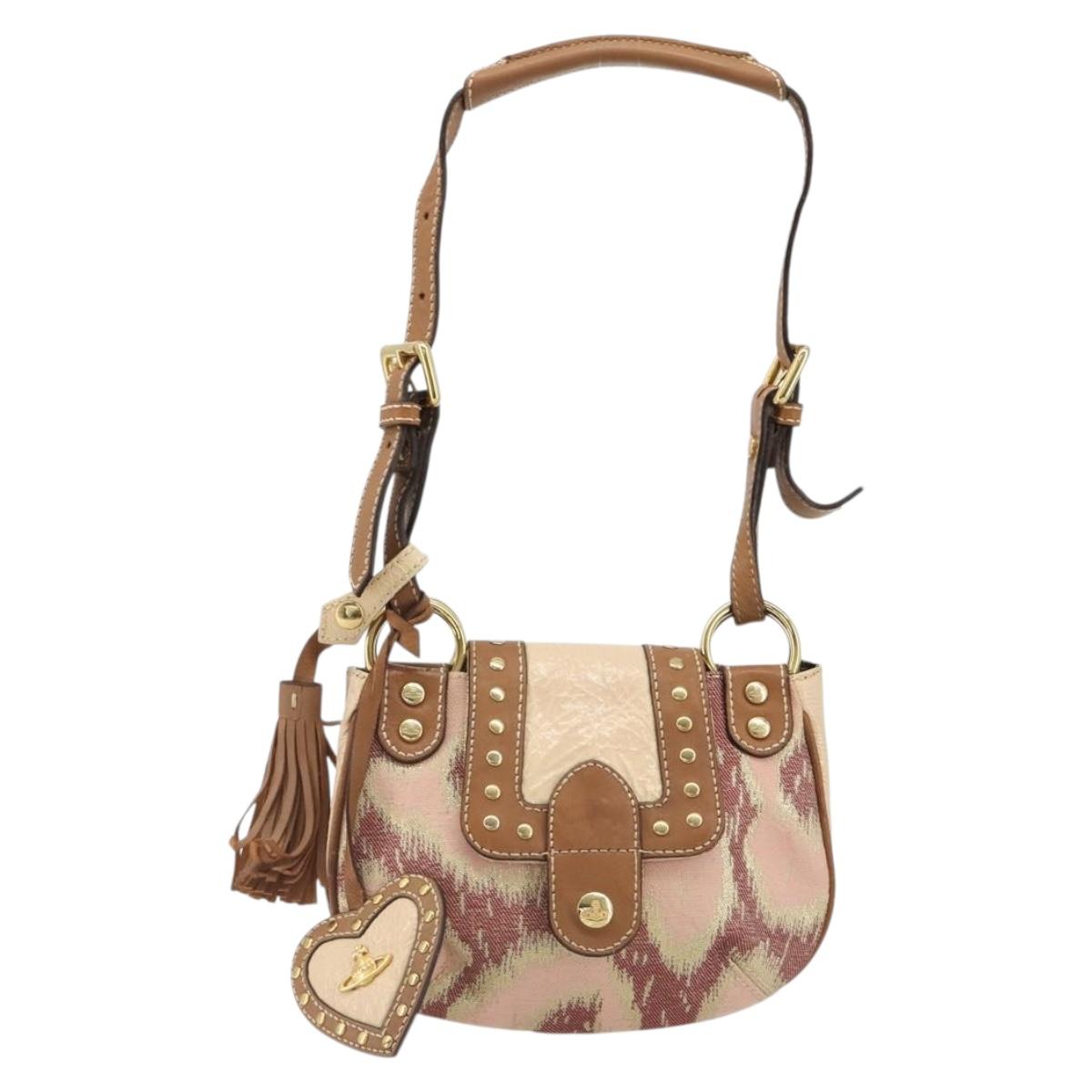 Vivienne Westwood Shoulder Bag Canvas Pink Gold Auth 184804A