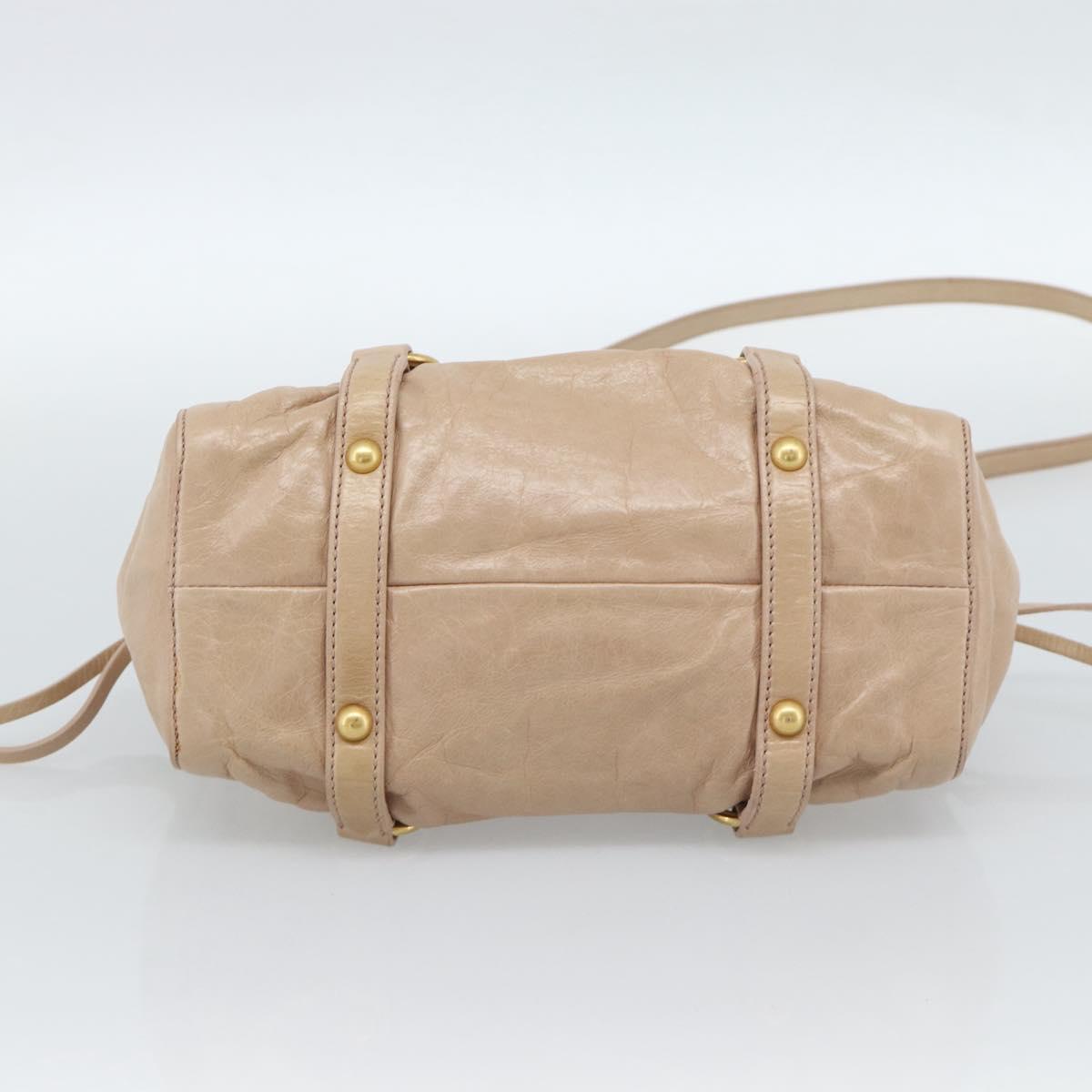 Miu Miu Tote Bag Leather 2way Pink Gold Auth 184811SAV