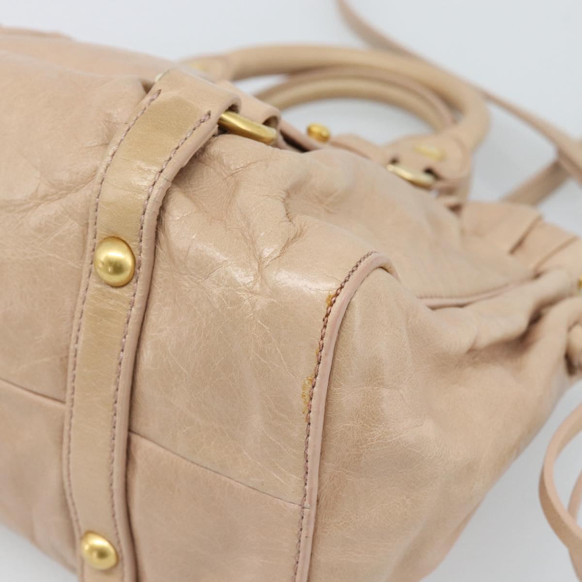 Miu Miu Tote Bag Leather 2way Pink Gold Auth 184811SAV