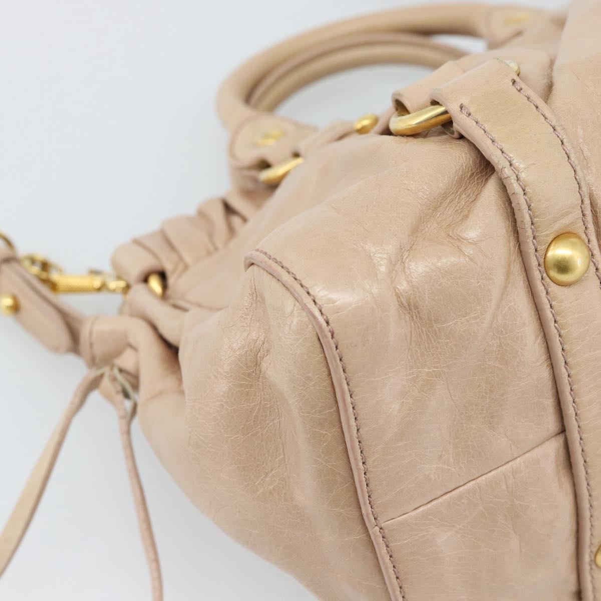 Miu Miu Tote Bag Leather 2way Pink Gold Auth 184811SAV