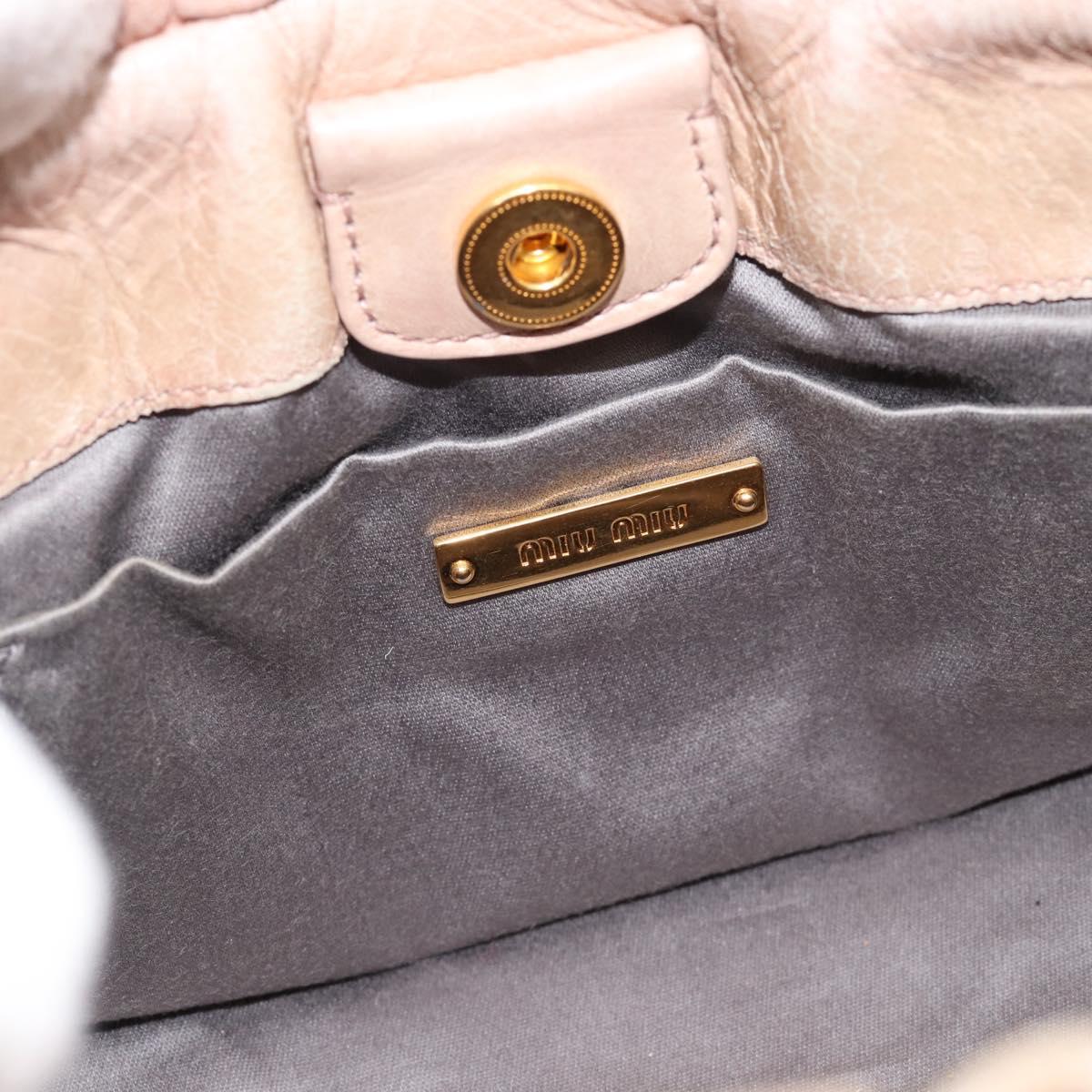 Miu Miu Tote Bag Leather 2way Pink Gold Auth 184811SAV