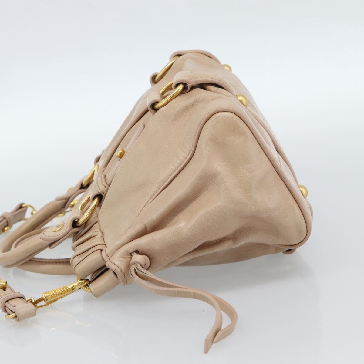 Miu Miu Tote Bag Leather 2way Pink Gold Auth 184811SAV