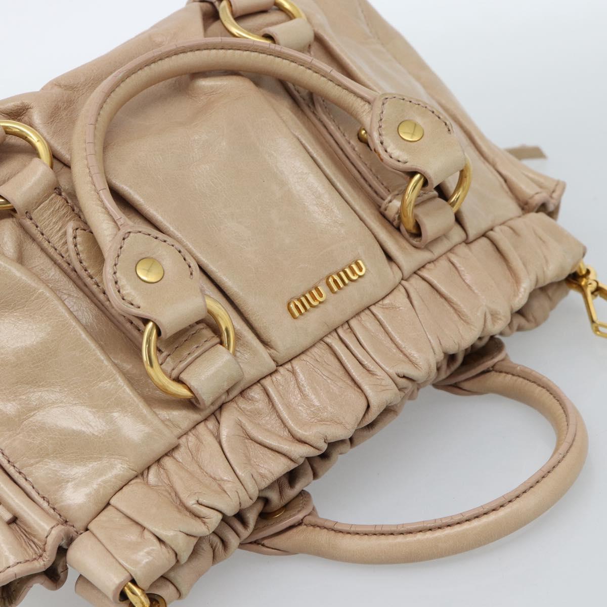 Miu Miu Tote Bag Leather 2way Pink Gold Auth 184811SAV