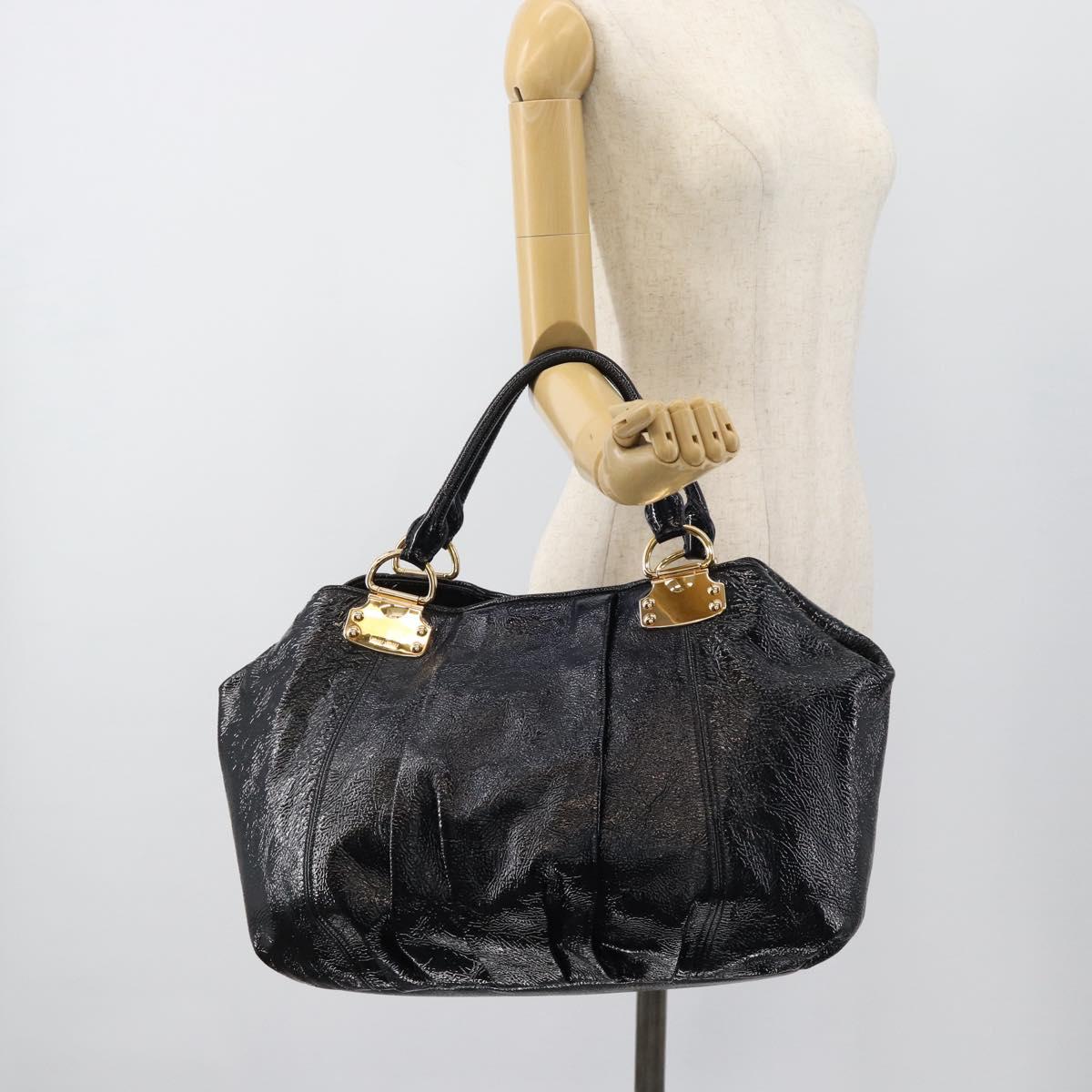 Miu Miu Tote Bag Patent leather Navy Gold Auth 184812A