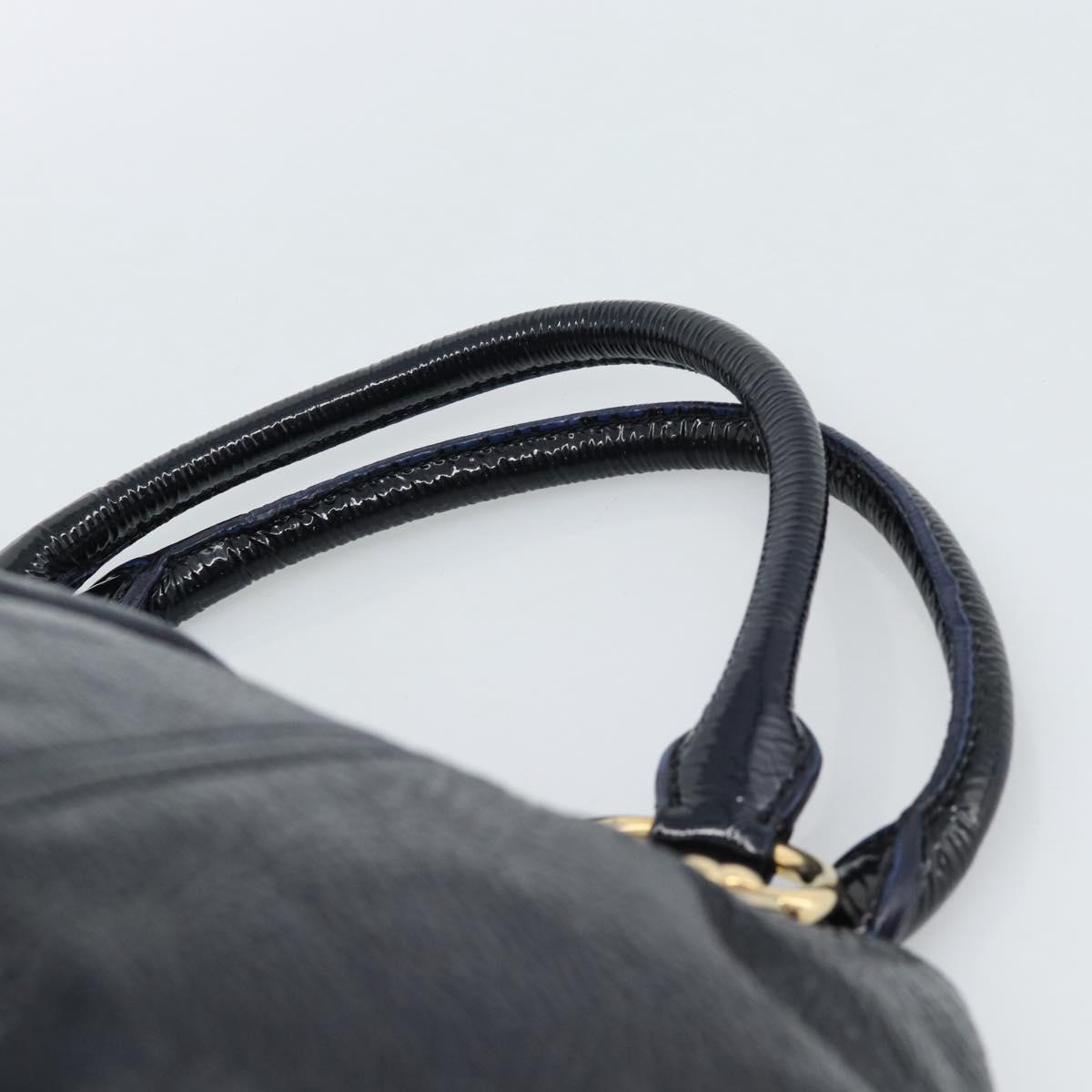 Miu Miu Tote Bag Patent leather Navy Gold Auth 184812A
