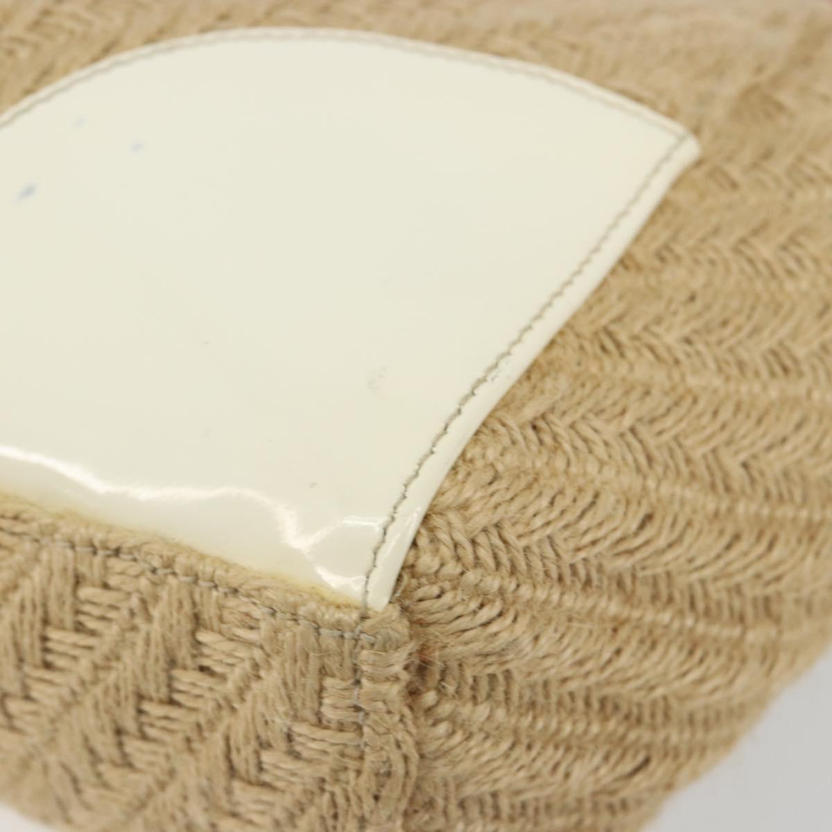 PRADA Shoulder Bag Raffia Beige Gold Auth 184813A
