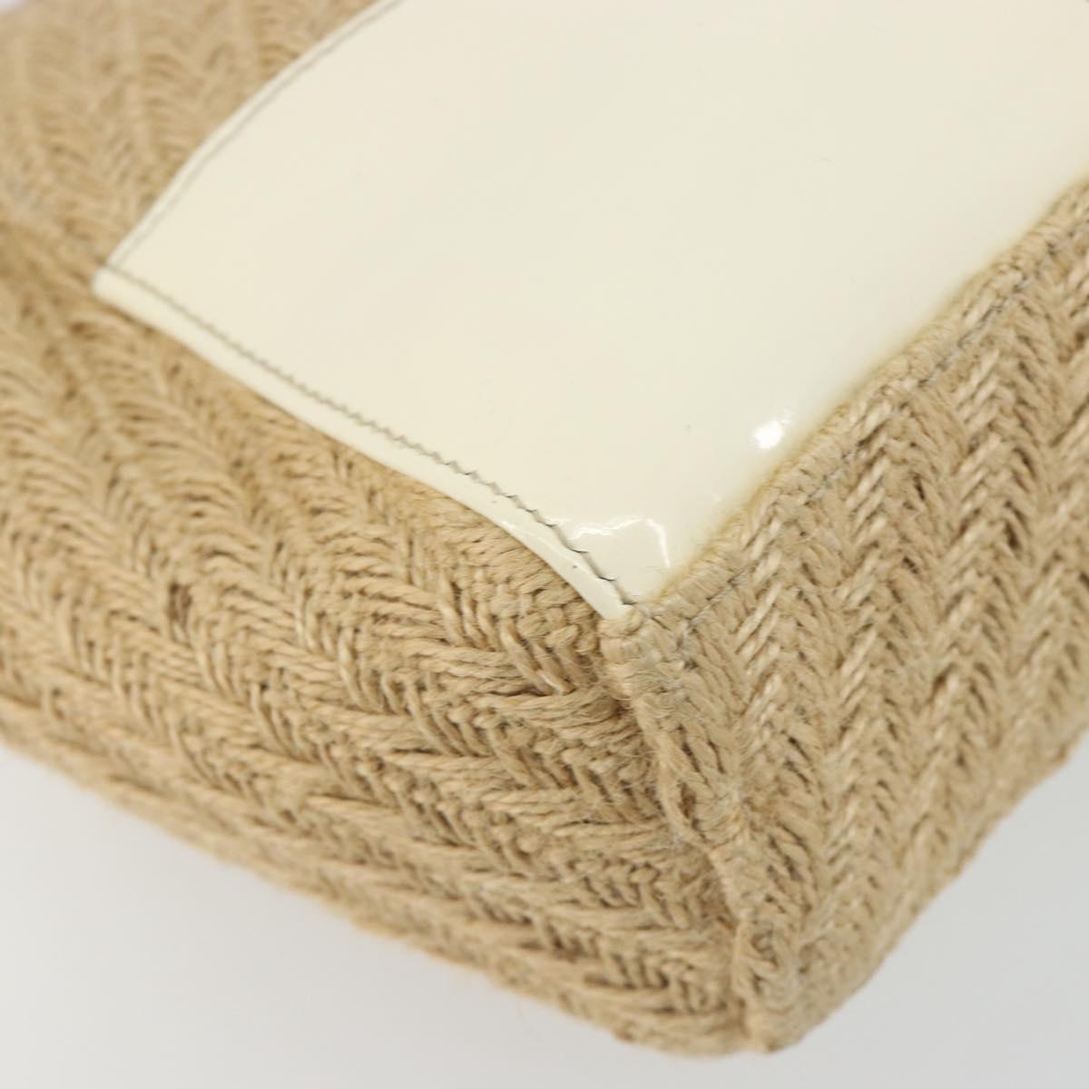 PRADA Shoulder Bag Raffia Beige Gold Auth 184813A