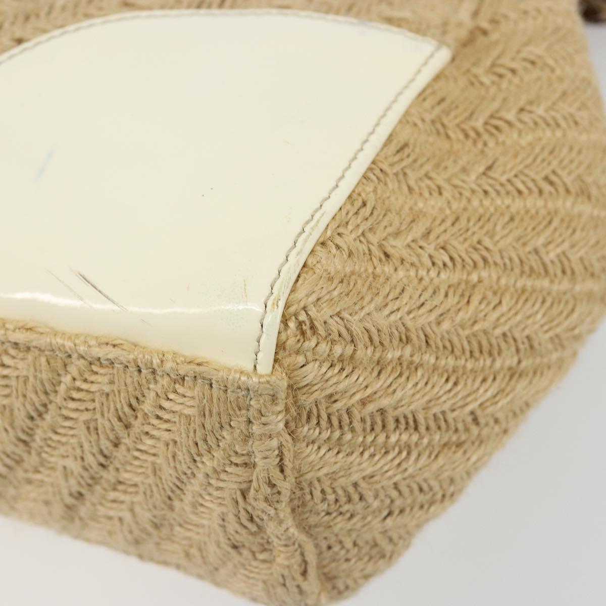 PRADA Shoulder Bag Raffia Beige Gold Auth 184813A