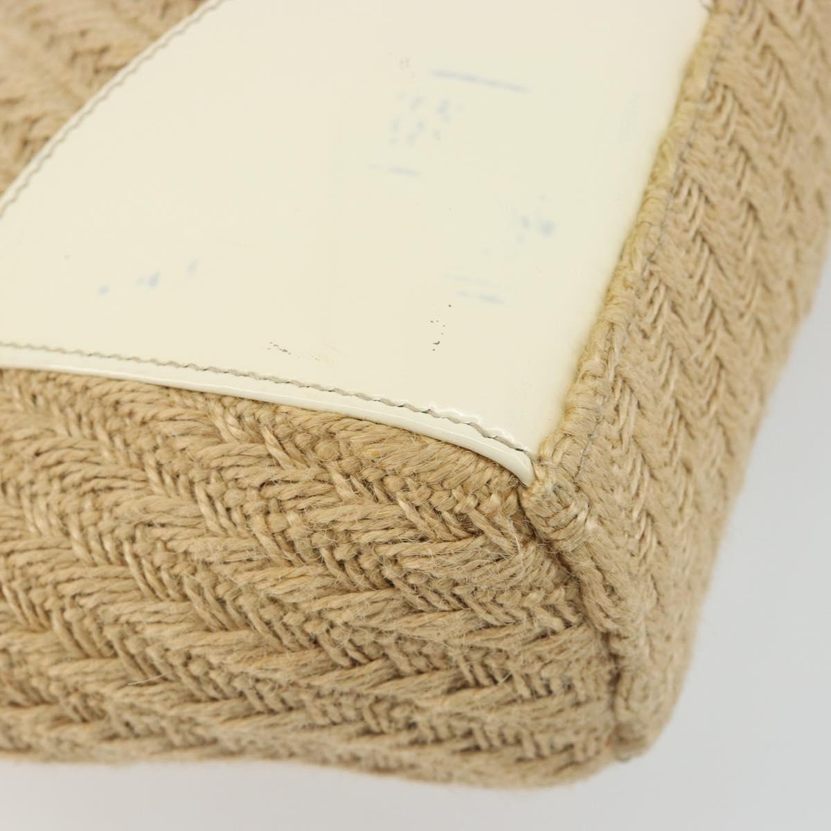 PRADA Shoulder Bag Raffia Beige Gold Auth 184813A