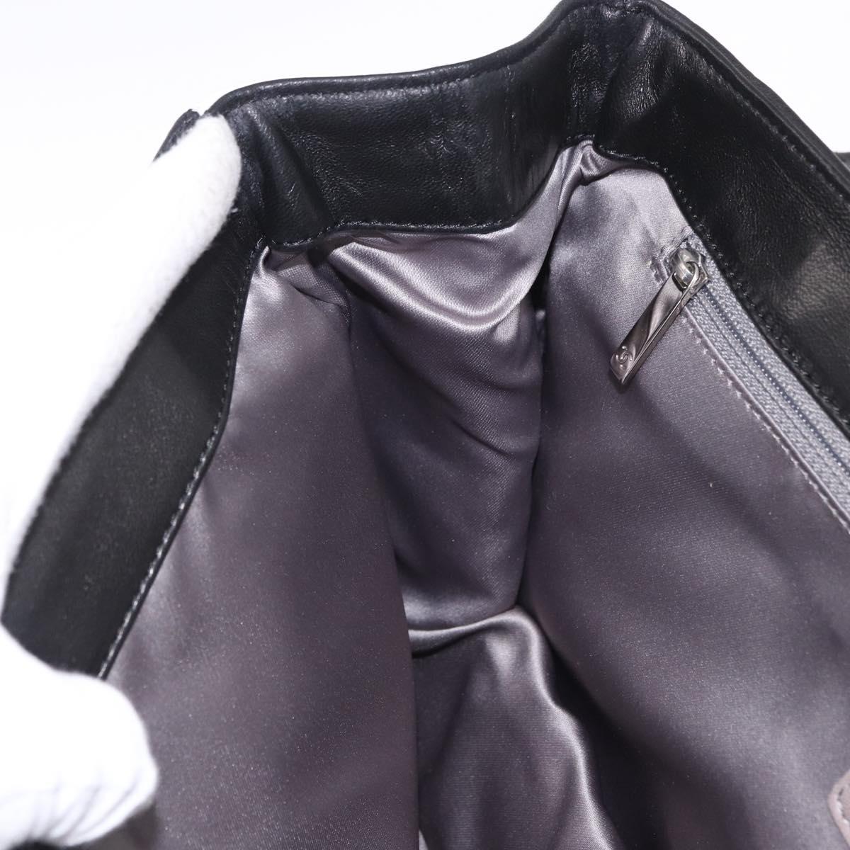 CHANEL Chain Matelasse Shoulder Bag Lamb Skin Black Silver CC Auth 184814SAV