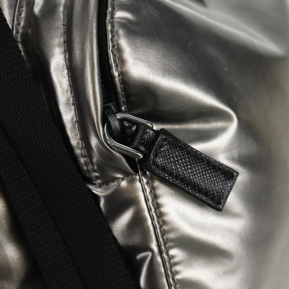 PRADA Backpack PVC Canvas Silver Auth 184815M