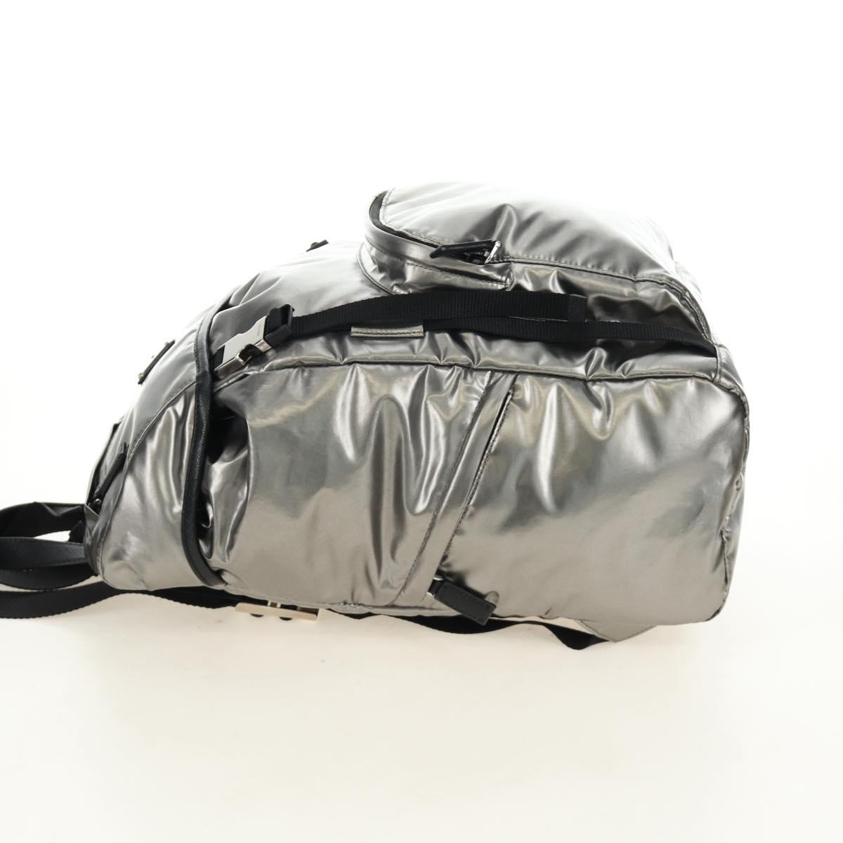 PRADA Backpack PVC Canvas Silver Auth 184815M