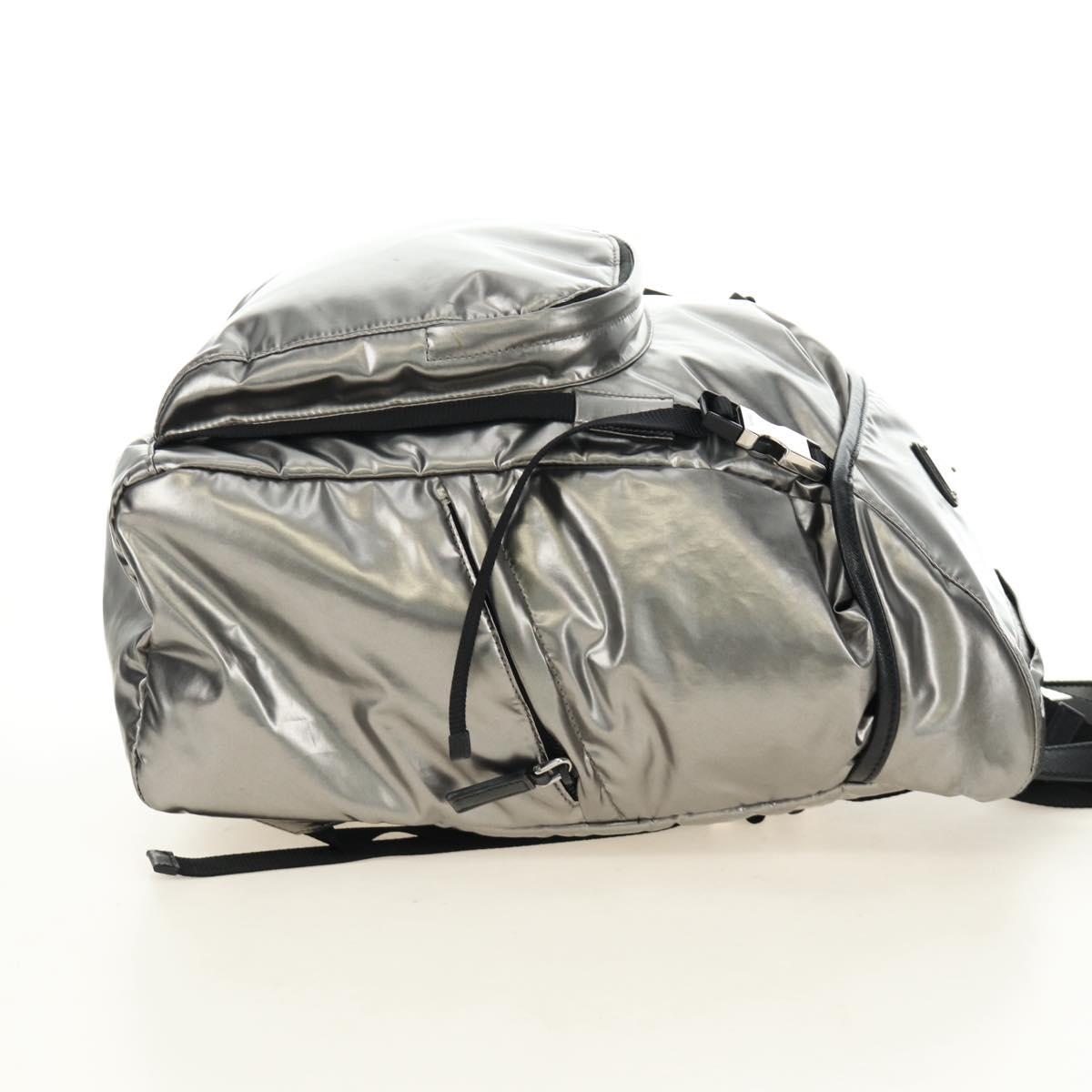 PRADA Backpack PVC Canvas Silver Auth 184815M