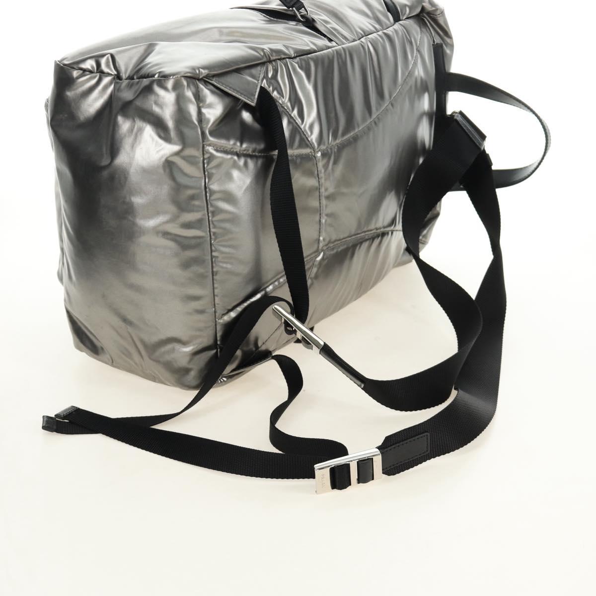 PRADA Backpack PVC Canvas Silver Auth 184815M
