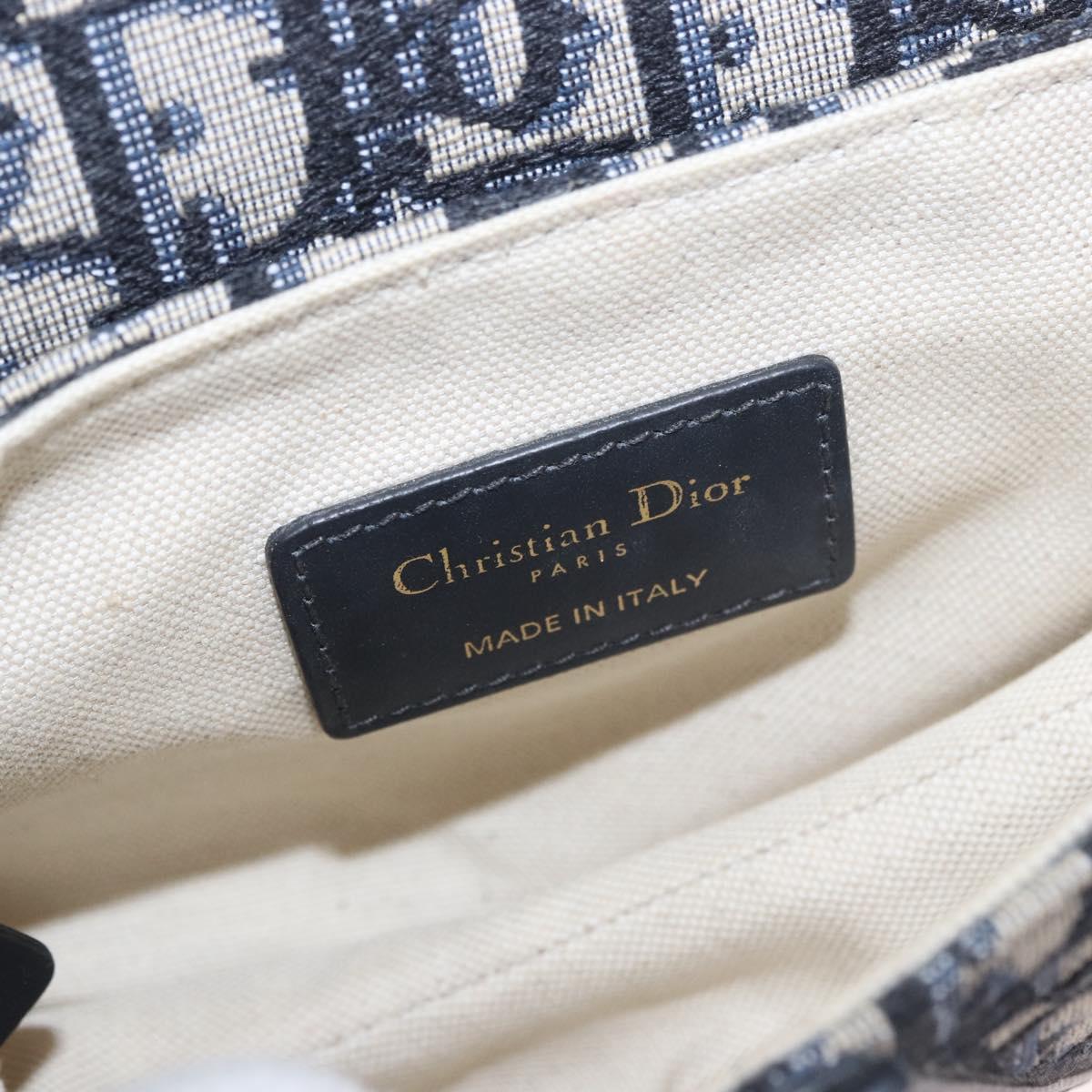 Christian Dior Trotter Canvas Saddle Shoulder Bag Navy Gold Auth 184816SAM