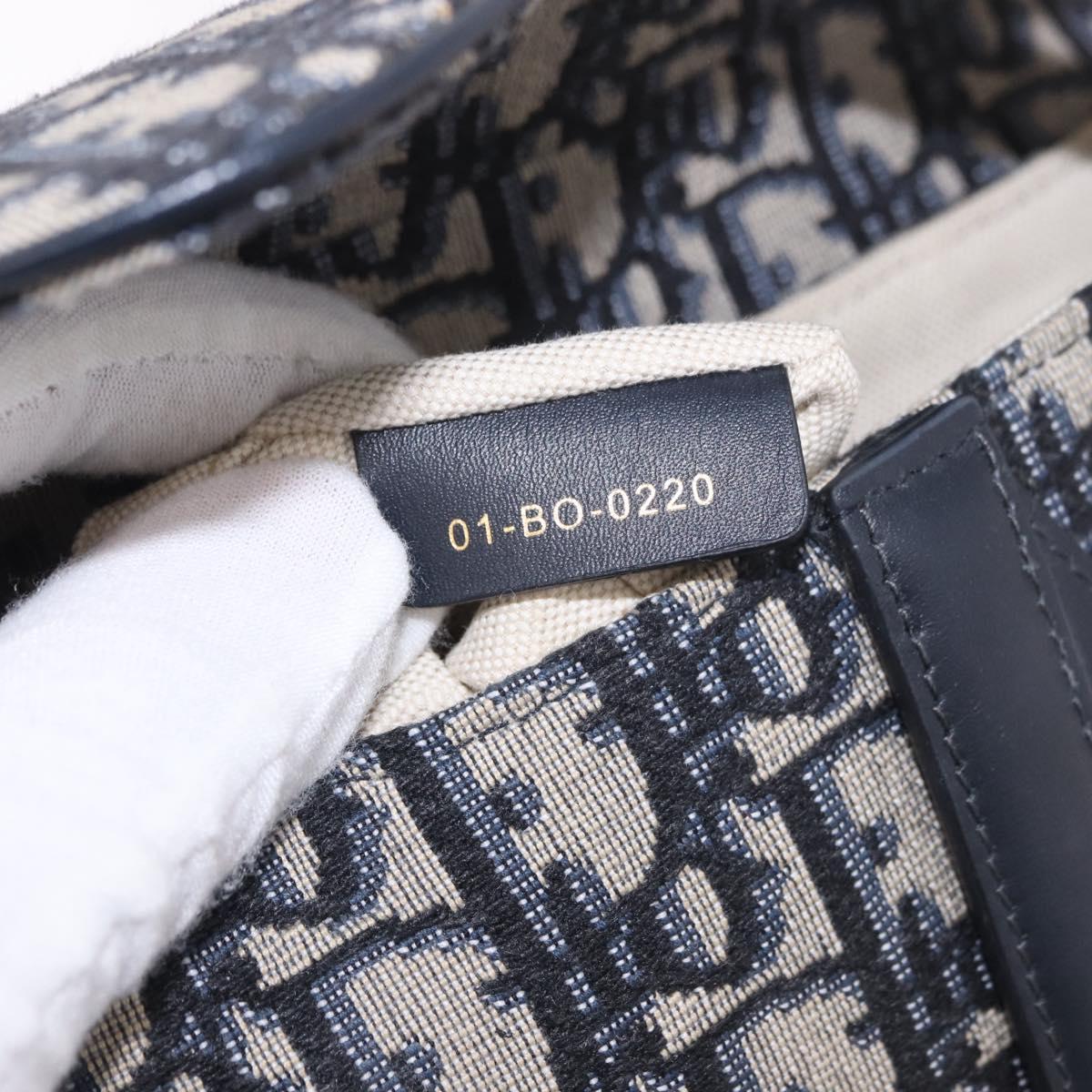 Christian Dior Trotter Canvas Saddle Shoulder Bag Navy Gold Auth 184816SAM